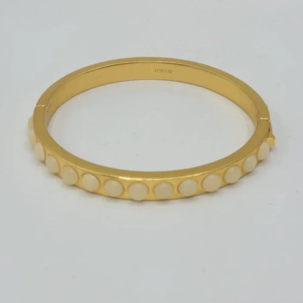 J Crew Mini Gumdrop Stone Hinged Bracelet Gold Tone
